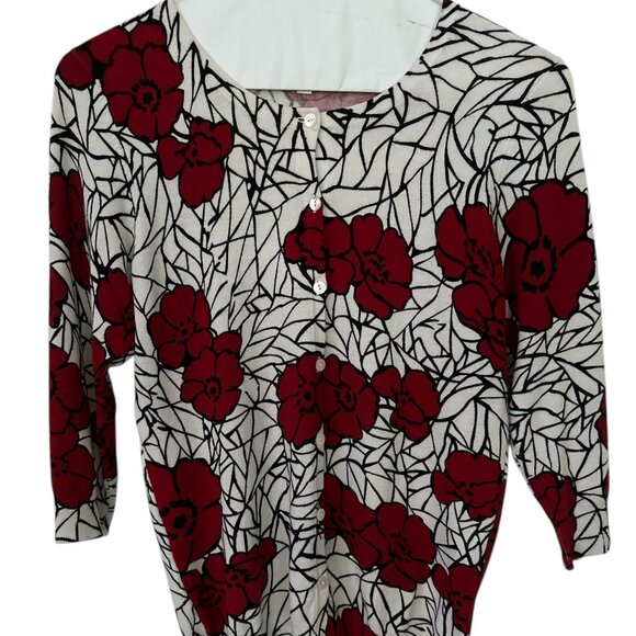 Joseph A. Red/White Floral Cardigan Size Small - Rayon/Nylon - Worn Once - Picture 1 of 5